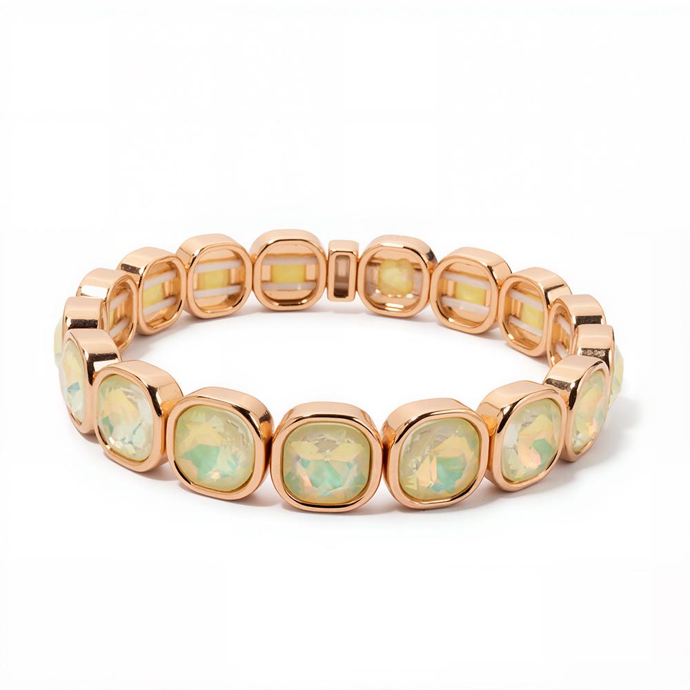 New Design Colorful 12mm Rhinestone Women Bracelet Enamel Gold Color Beads Boho Elastic Bangle