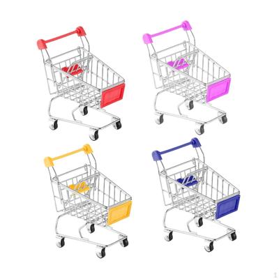 4Pcs Shopping Cart for Kids Supermarket Toy Decorative Ornament Girls Gift Cute Handcart