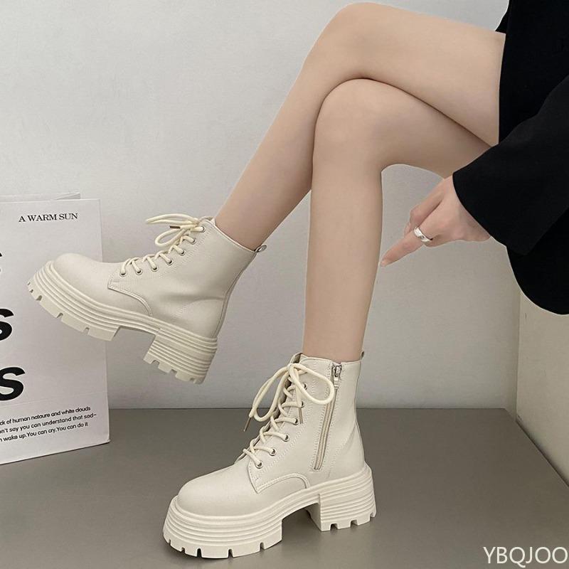 Thick Soled Simple Comfortable Daily Casual Women's Boots New Autumn Lace Up Simple Anti Slip Wear-resistant Short Boots