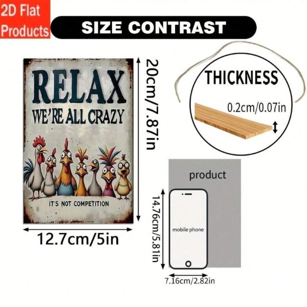 Vintage Relax We All Crazy Metal Wall Poster Home Decor