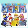 Paw Patrol Redningsracere 4-pakning Ekte Rullende Hjul Kjæledyr Actionfigurer Bil Leketøy