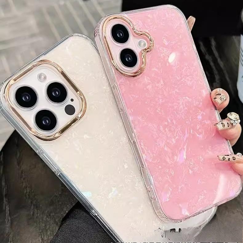 Applicable To IPhone17promax Mobile Phone Case New Fantasy Glitter Powder Shell Pattern Full Edge 15 Anti Fall Simple Style