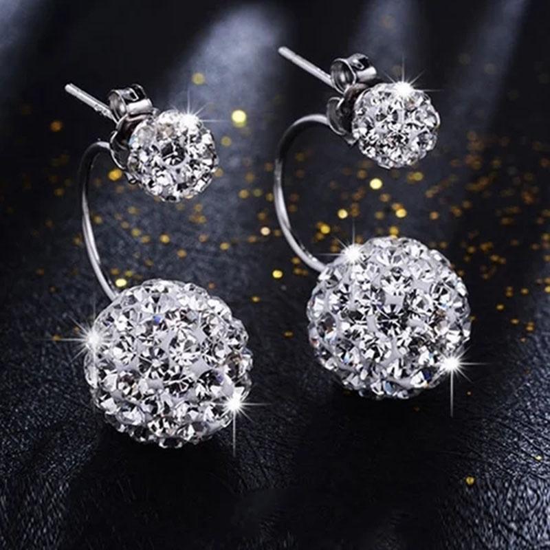 

Elegant Double Ball Alloy Crystal Rhinestone Earrings For A Timeless Look As Picture