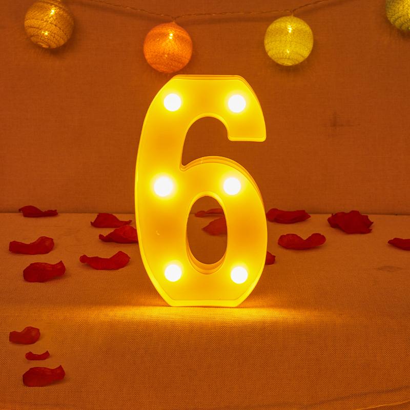 Alphabet Letter LED Lights Luminous Number Lamp Decor Battery Night Light for Home Wedding Birthday Christmas Party Decoration KTY