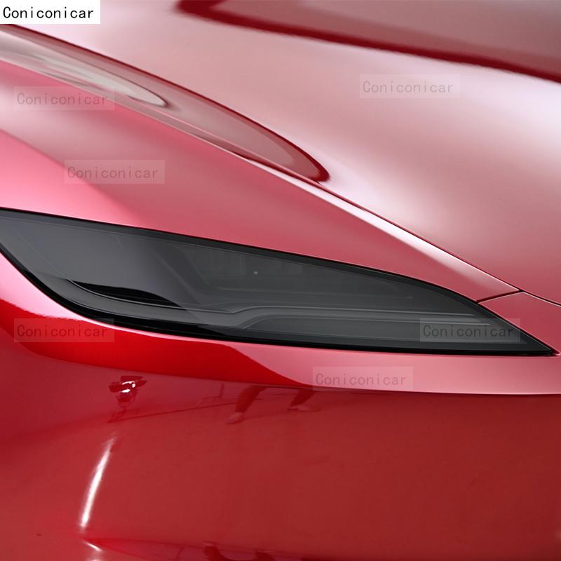 For TESLA Model 3 2023 2024 Car Headlight Smoked Black TPU Protective Film Front Light Tint Change Color Sticker Accessories