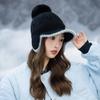 Autumn and Winter Velvet Warm Duck Knitted Hat Outdoor Leisure Cold Wind Snow Ear Hat Women's Winter Knitted Wool Hat Outdoor Travel Windproof Hat