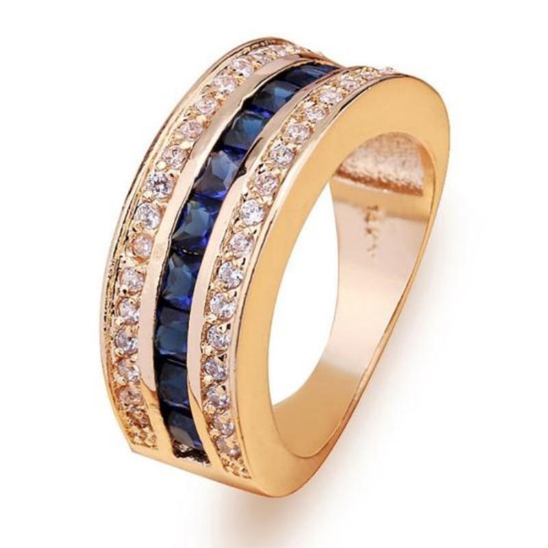 Unisex Shiny Blue Bridal Engagement Finger Jewelry Gift Wedding Ring