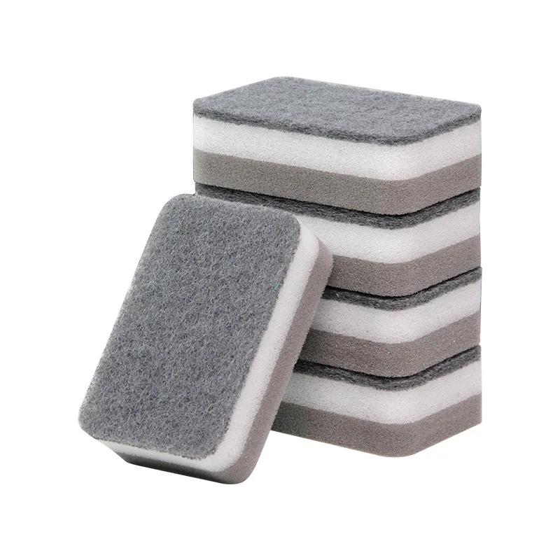 5 pcs Double-Side Cleaning Sponges Kitchen Scouring Pads Dish Washing Cloths