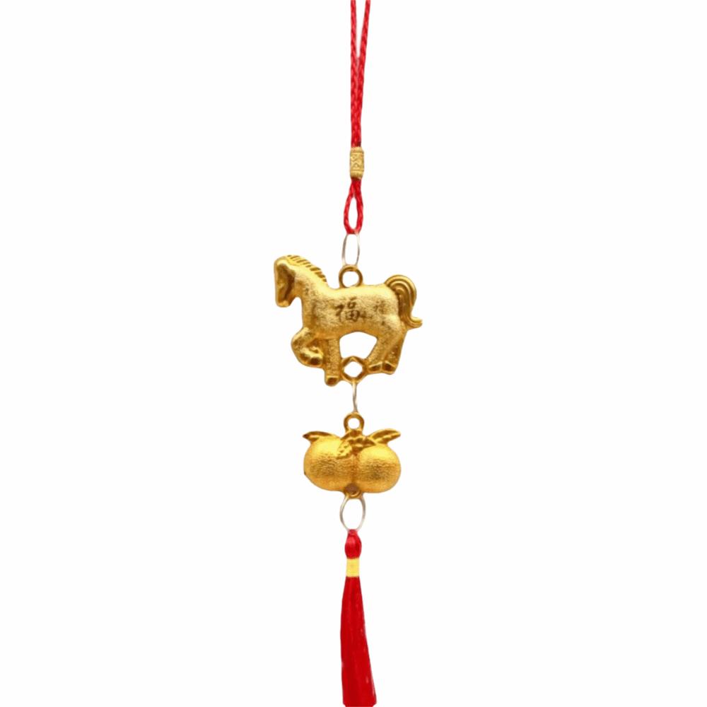 Red Gold Color Spring Festival Pendant with Tassel Good Luck Horse Year Pendant Year of The Horse Traditional