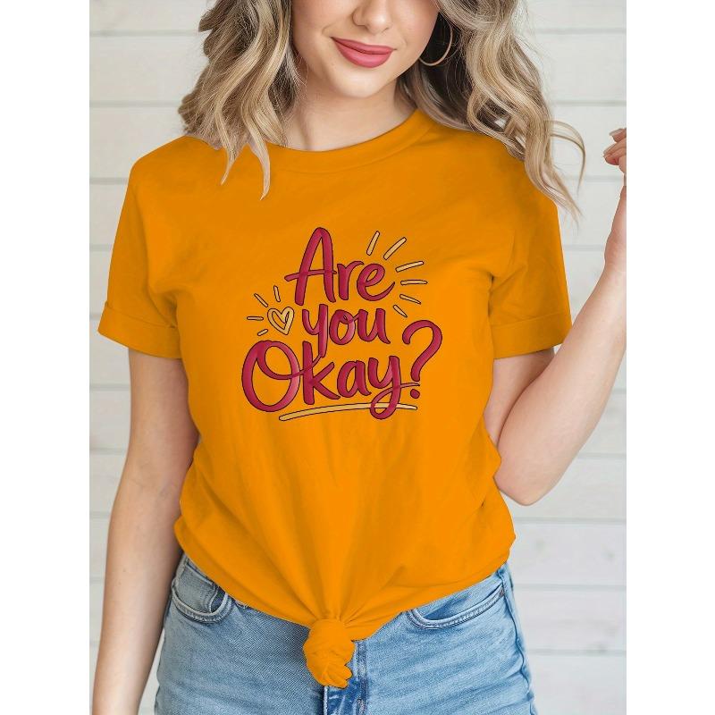 Casual Round-Neck T-Shirt for Women Featuring a Trendy Print, Perfect for Spring And Summer Wear