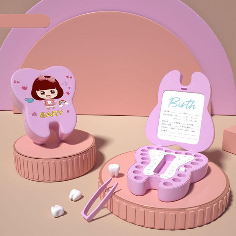 Children's Plastic Cartoon Baby Tooth Storage Commemorative Box for Tooth Loss Collection and Preservation