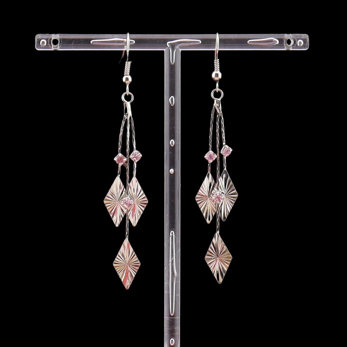 

European American Rhinestone Tassel Earrings: Flower Water Drop Design, Light Luxury, High-End Feel for Women E87.