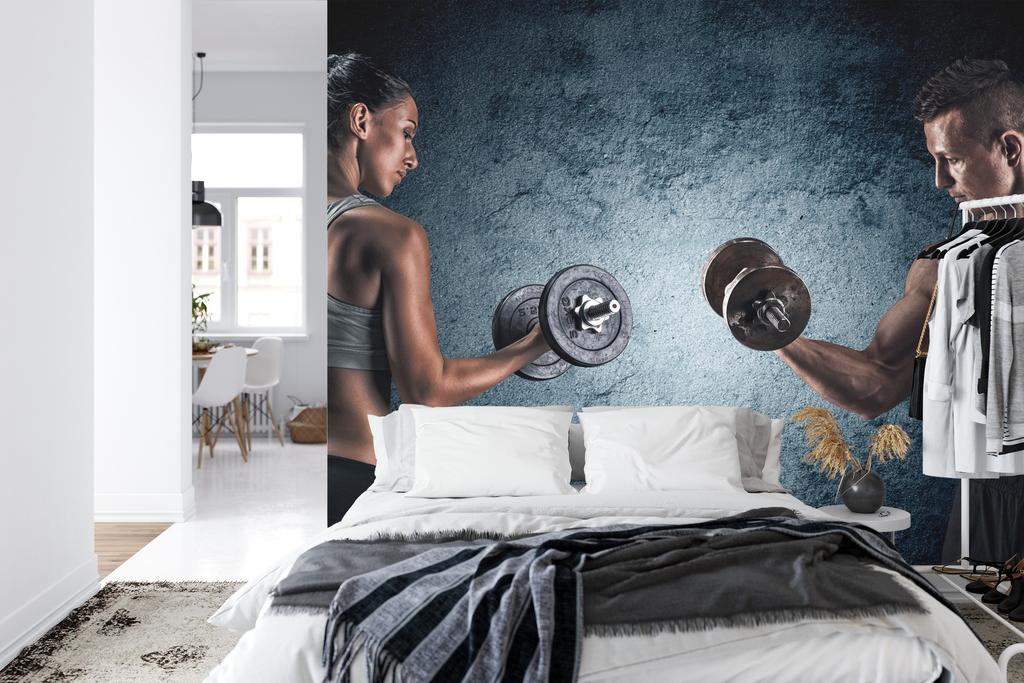 Photomural Muscular Man An Athletic Woman Structural Vinyl 180x120