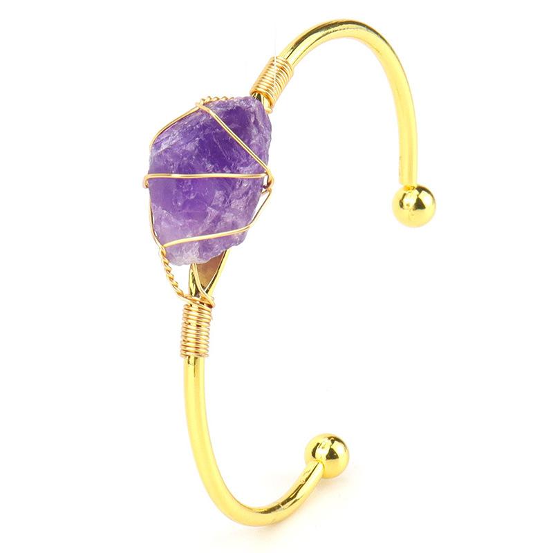 Natural Crystal Agate Rough Stone Hand-Wound Bracelet Bracelet Adjustable B14