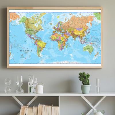 Vintage mapa světa Podrobná mapa hlavních měst v každé zemi Cestovní mapa Dekorace pro vzdělávací školní kancelář