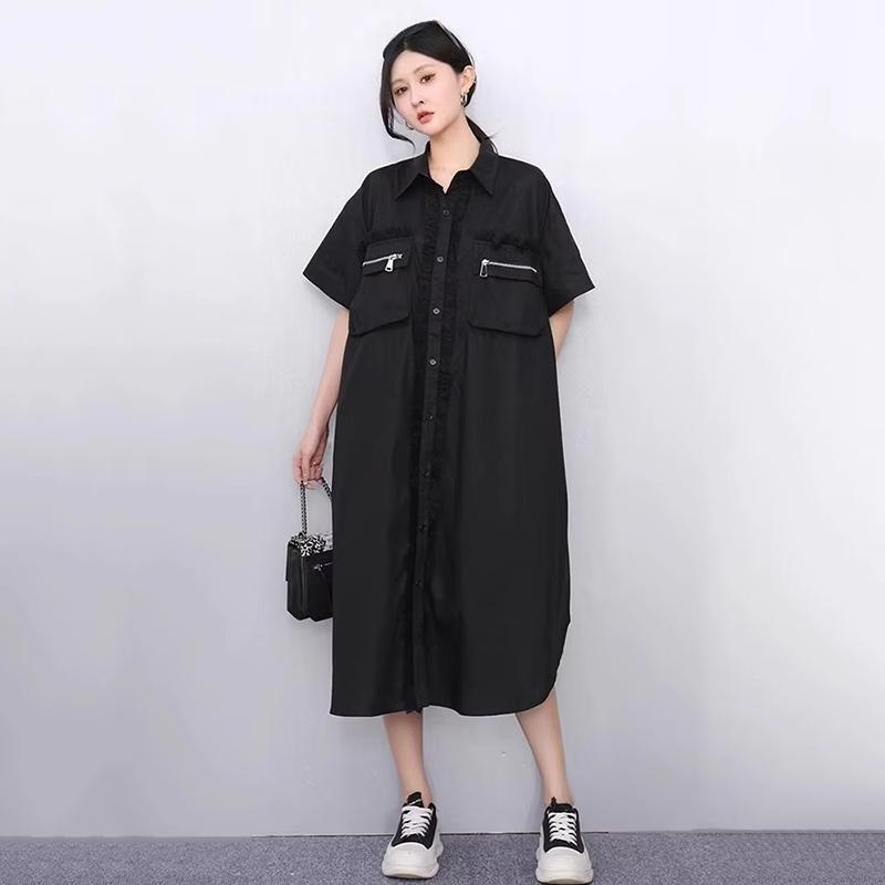 XITAO Patchwork Pocket Contrast Color Dress ZMY1371