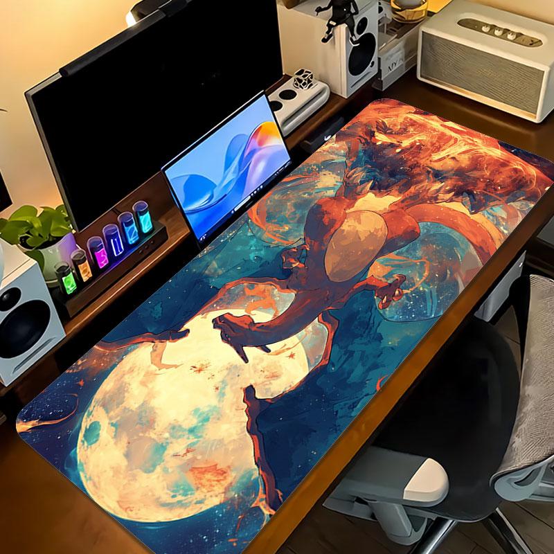 Charmander Mouse Pad, Large Gaming Desk Mat, Non-slip XXL Mousepad for Laptop & Tablet, Mini PC Playmat with Stitched Edges