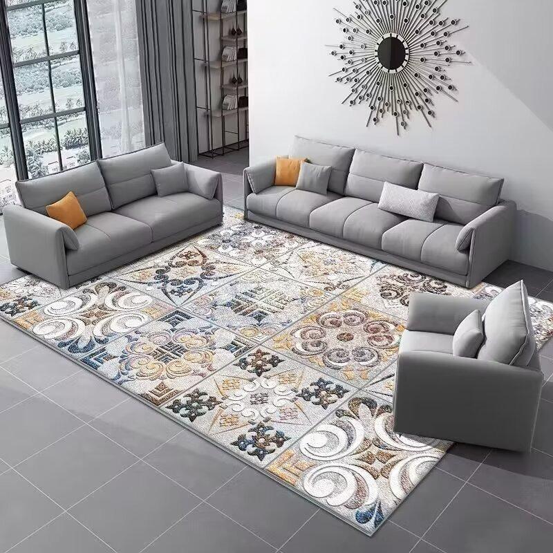 Vintage Wohnzimmerteppich Fußmatte Persischer Stil Imitation Kaschmir Gewaschene Rückseite Ethnischer Stil Teppich Kurzplüsch Großes Zuhause R