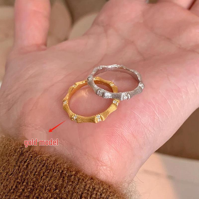 Li Luo Vintage Gold Gebürsteter 925 Sterling Silber Verstellbarer Damenring