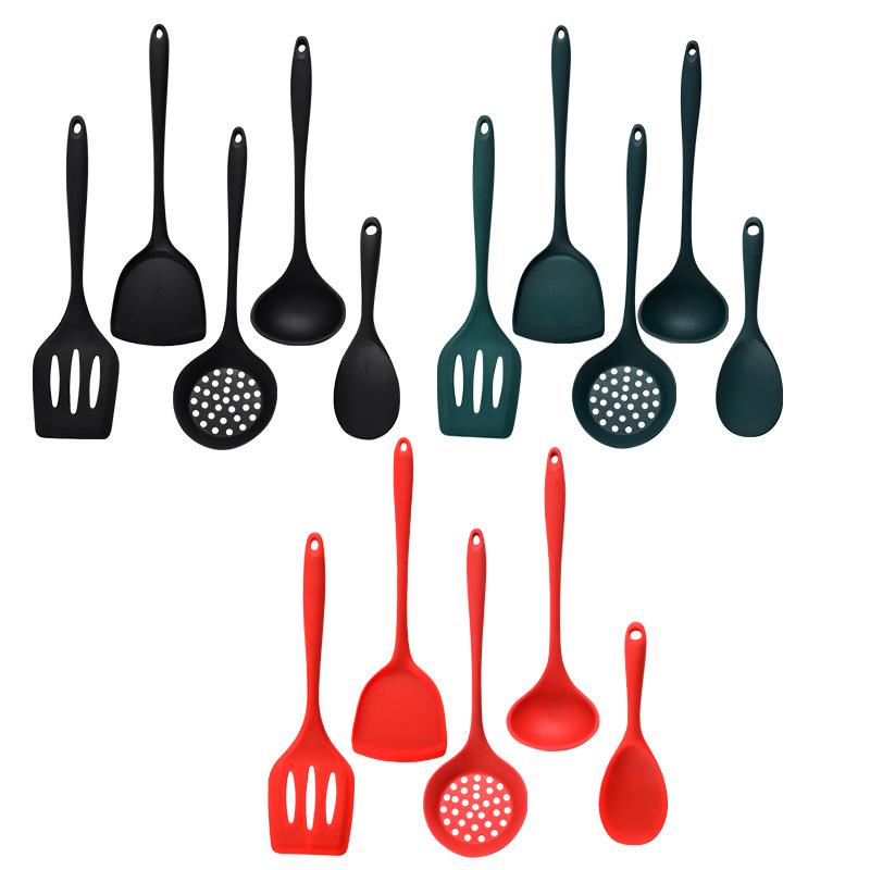 5-Piece High Temp Silicone Spatula & Ladle Set for Non-stick Cookware