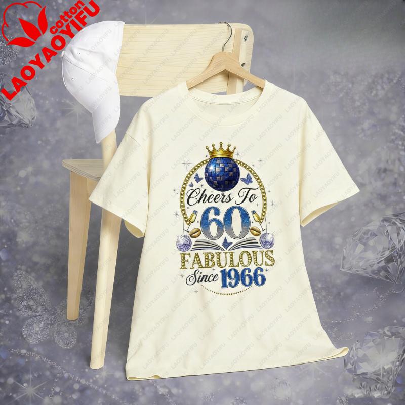 Custom 60th Birthday Trending Shirt For Wounisex Cheers To 60 Since 1966 Gift Personalized Graphic Tshirts Regular Short Sleeve