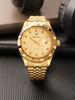 1pc Quartz Watch with Calendar Display Dial Set with Diamonds and Textured Design Fashionable Jewelry Accessories Dual Calend