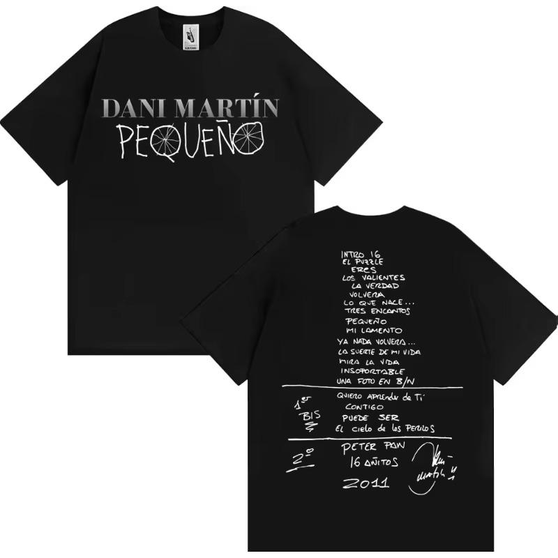 Vintage Washed Dani Martín 25th Anniversary Tour Pop Rock Printed Cotton T-shirt Men Women Tee Summer Casual Fashion Clothing Tops Streetwear