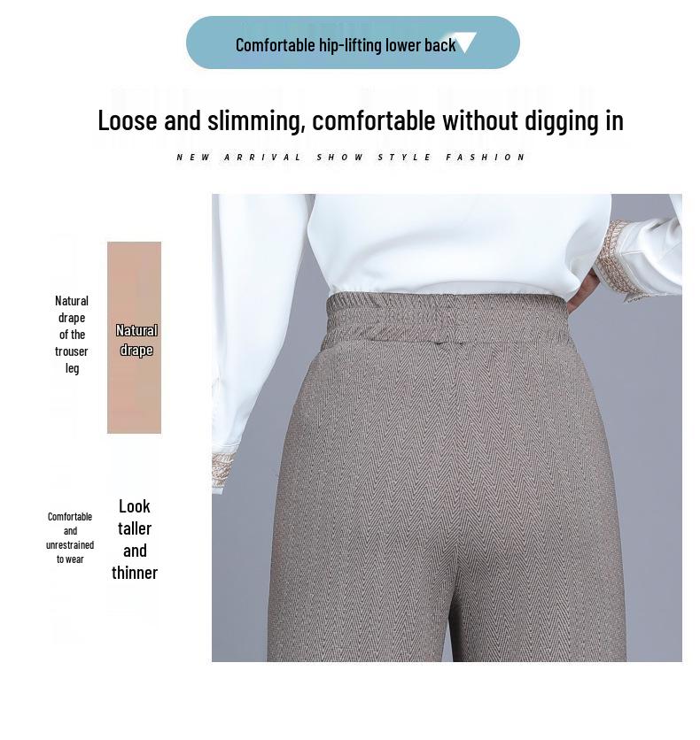 2025 Women's High Waist Wide Leg Pants - Fashionable Slimming for Spring and Autumn, Perfect for Middle-Aged and Elderly Casual Wear.