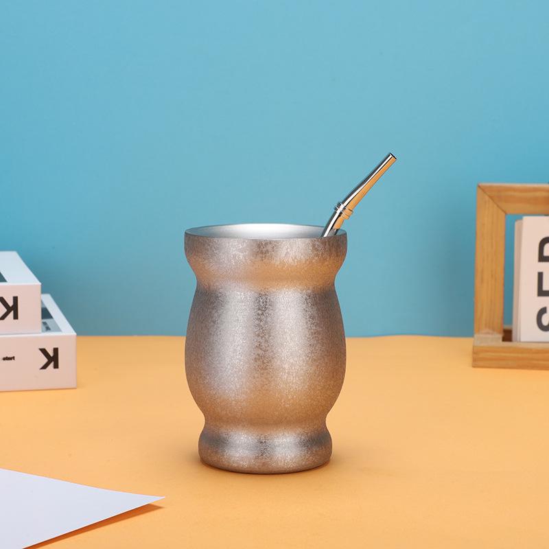 Tazza per Mate Argentina in Acciaio Inossidabile 304 da 8 oz con Cannuccia Cucchiaio