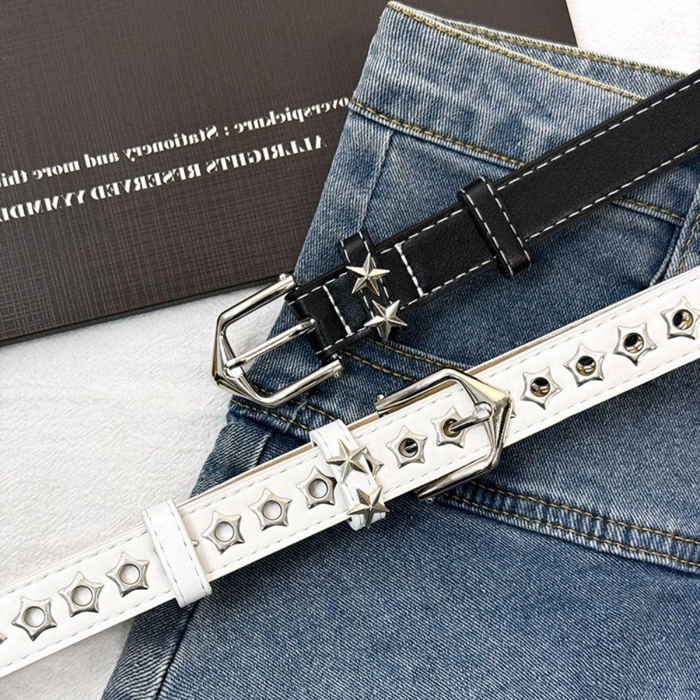 Star Eyelets Y2K Star Waist Belts Metal Buckle Girls Rivet Waistband Women's Jeans Belt  Hip Hop