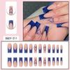 Long sparkling Enchantress blue Valentine's Day heart stripe simple brush European and American INS style hot girl wearing nail tips wholesale