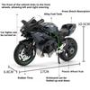 1:12 Scale Kawasaki H2R 400 Motorcycle Model Toy Car Alloy Fuel Tank Rubber Tires Motorbikes Shock Absorption Toys for Kids Gift