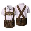 Men's Short Sleeve Button Down Shirt Retro Beer Festival Print Casual Loose Fit Party Shirt with Traditional Lederhosen Design for Everyday Wear