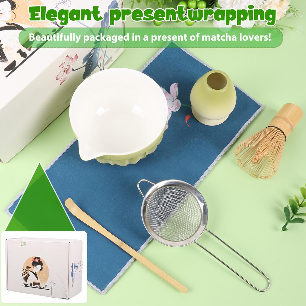 6Pcs Matcha Bowl Japanese Tea Cup Gift Matcha Chawan with Pouring Spout for Kitchen Home Tea Room Dining Room Tea-making Tools
