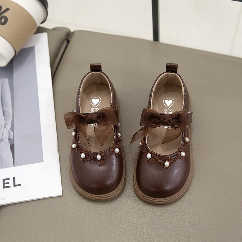 

Туфли принцессы для девочек белые 2025 весна и осень детские маленькие кожаные туфли туфли на мягкой подошве для платья девочки туфельки для малышки 26-31 yards FCL 48 pairs starting shot коричневый