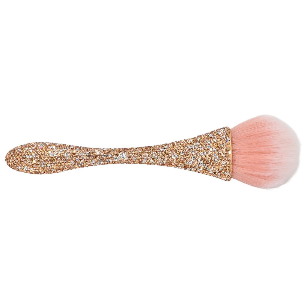 Nail Dust Cleansing Brush Soft Nylon Hair Comfortable Grip Prevent Deformation Loose Powder Brush Yellow