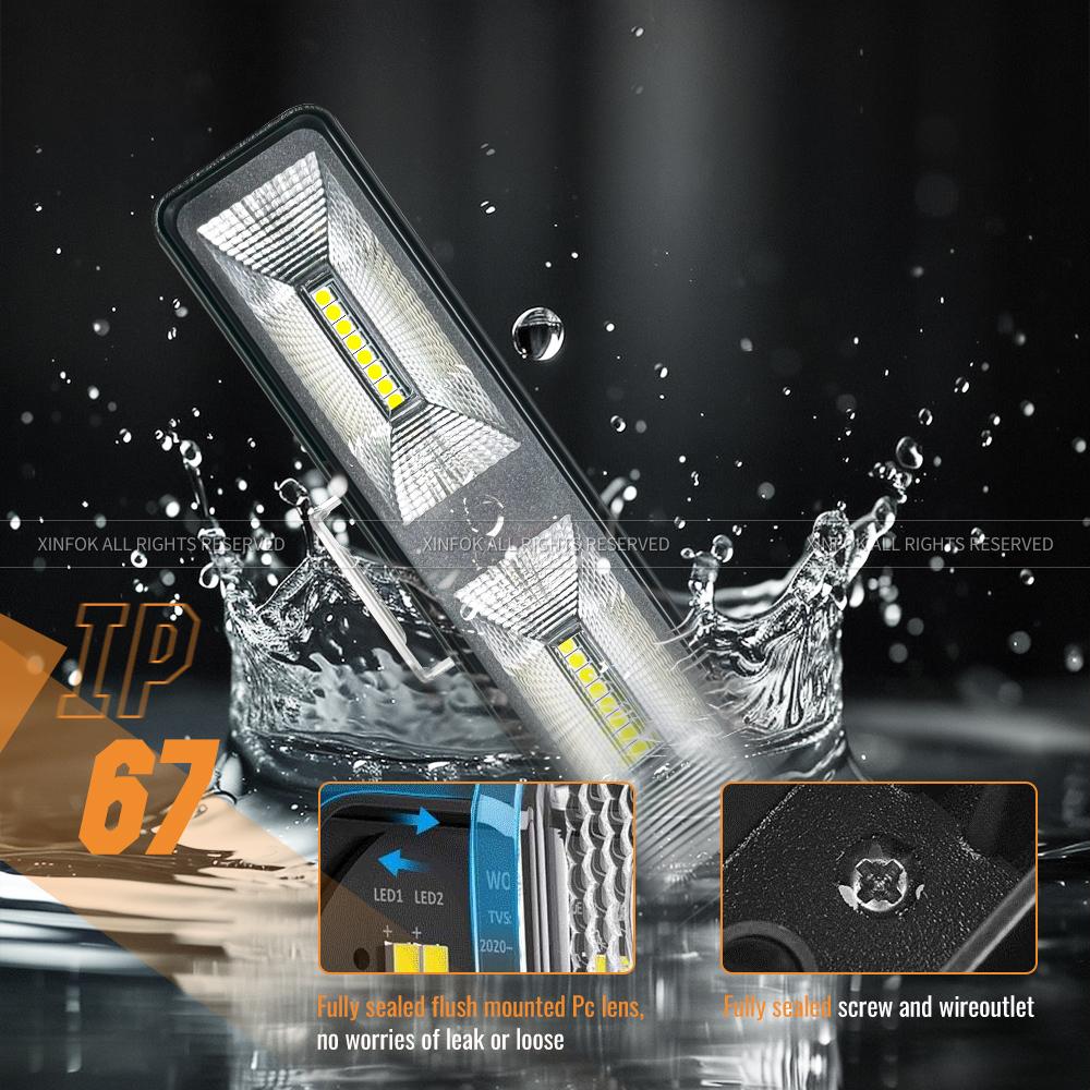 6'' LED Work Bar 16led Slim 48W Moto Work SUV Offroad UTV 4x4 Truck Backup Reverse Spotlight Driving Fog Lamp