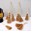 20Pcs 14cm Mini Witch Broom Halloween Decorations Straw Bamboo Handmade Ornaments for Halloween Party DIY Craft Decor Supplies