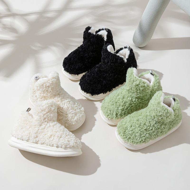 Fashion 2025 Winter Cotton Slippers Women Men Indoor Warm Shoes Soft Faux Fur Thick Sole Lovers Home Street Boots Girls Fluffy Footwear