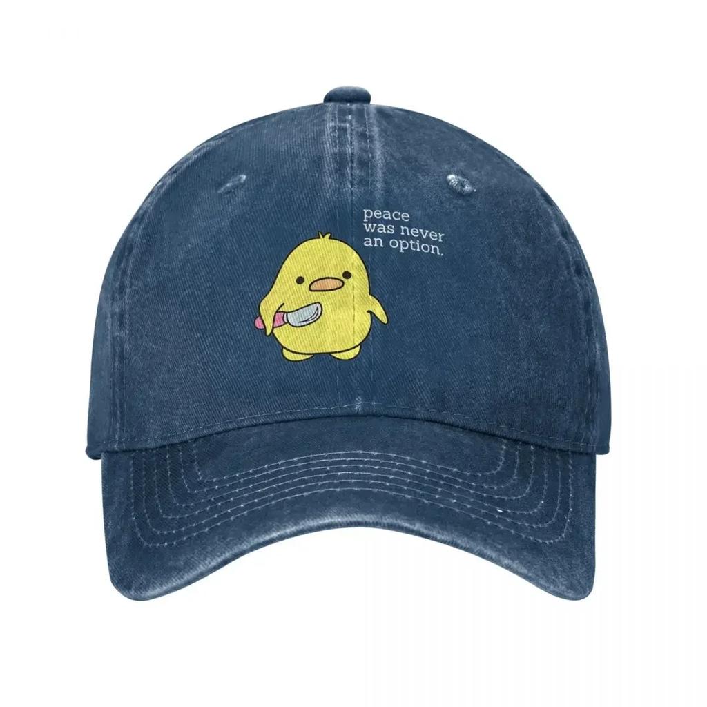 Peace Was Never An Option Duck Baseball Cap Vintage Distressed Washed Cartoon Headwear for Unisex Women Running Golf Fit Hats Cap