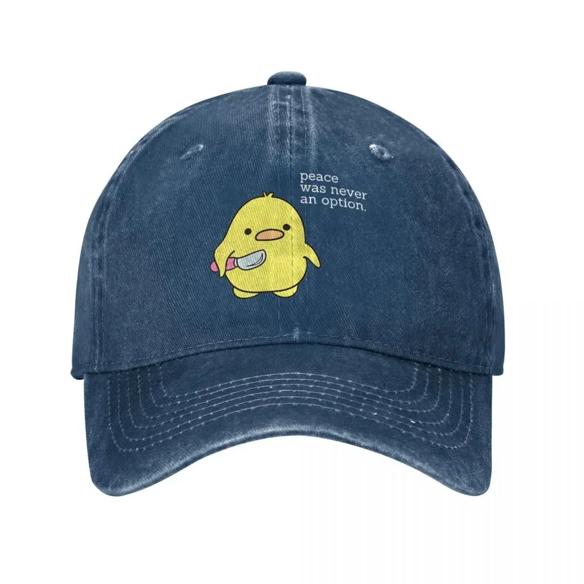 

Peace Was Never An Option Duck Baseball Cap Vintage Distressed Washed Cartoon Headwear for Unisex Women Running Golf Fit Hats Cap One Size