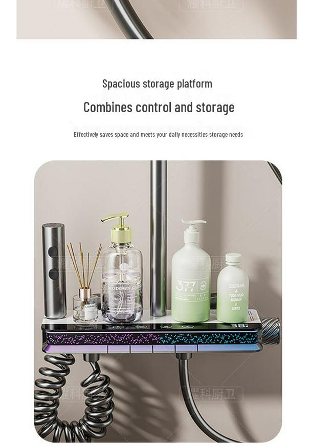 Smart Digital Display Copper Shower Head Set with Constant Temperature & Concealed Design