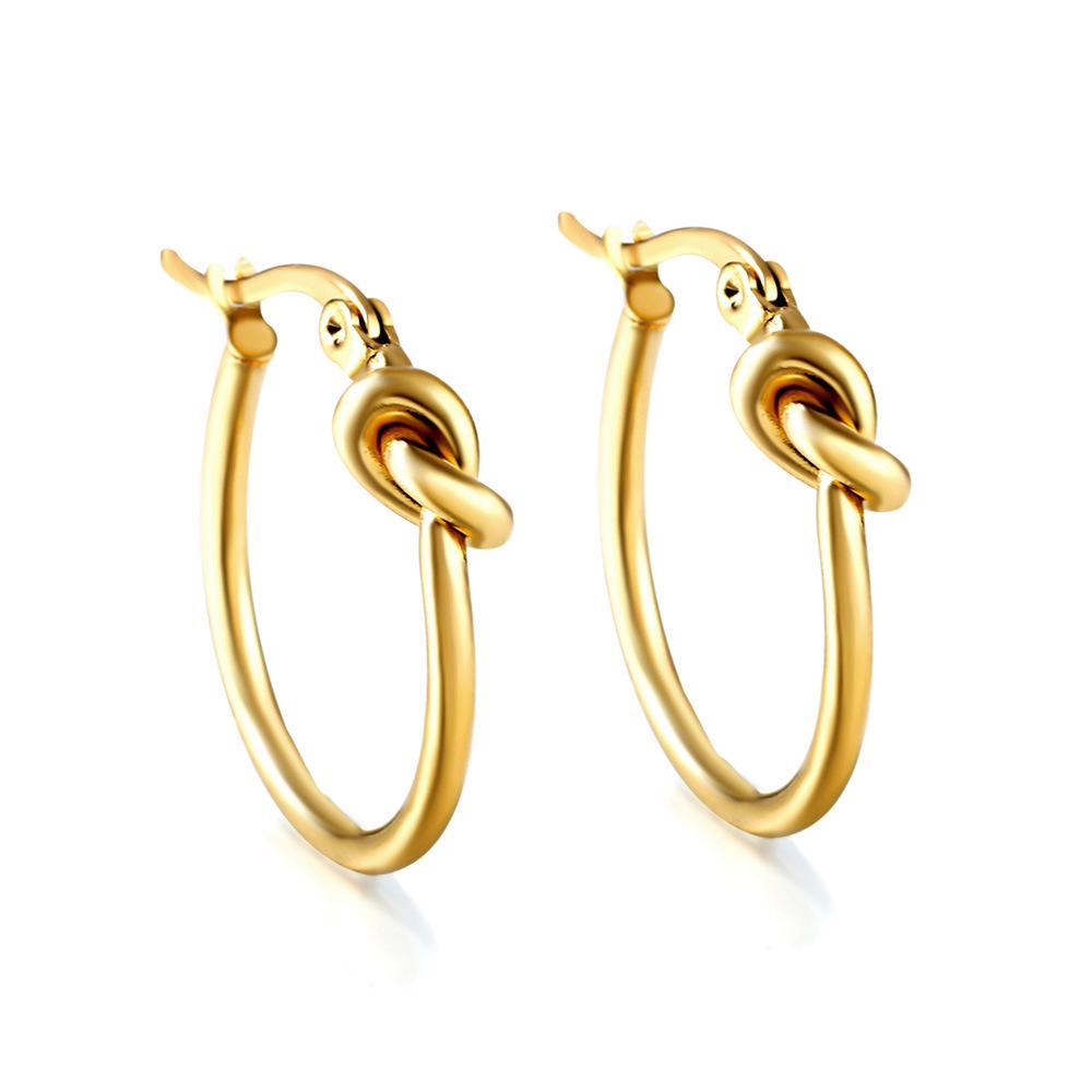 High-End European and American Stainless Steel Hoop Earrings with Steel Beads