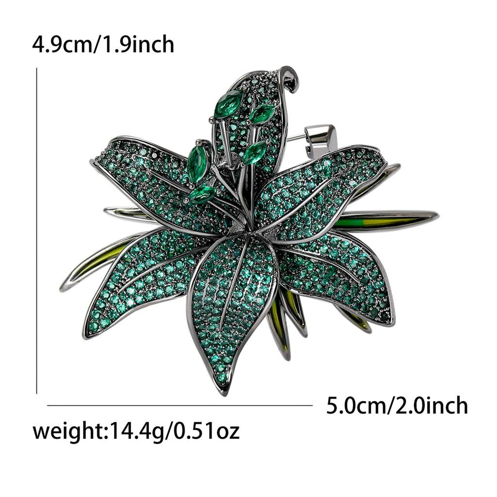 Korean style fashionable retro zircon flower brooch copper micro inlaid high-end chest flower brooches elegant temperament accessory