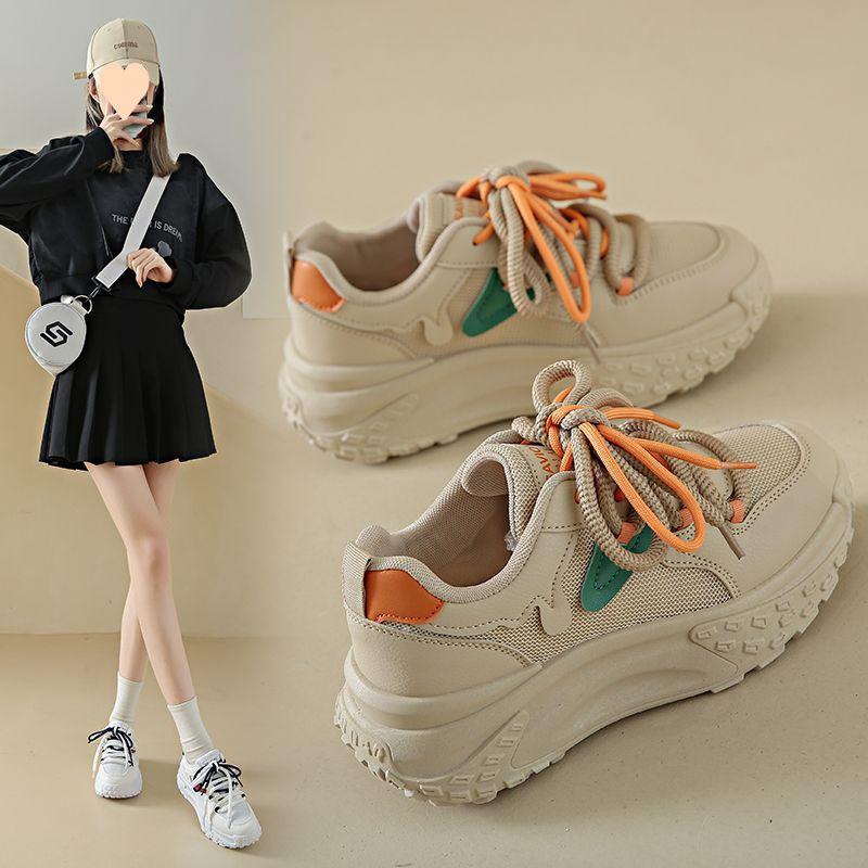 Popular dad shoes women's spring and summer 2025 mesh thick-soled heightening fashion lace-up casual versatile sports shoes