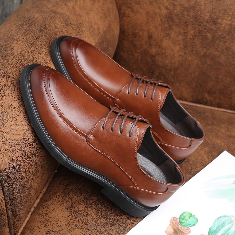 Man Fashion Leather Dress Business Derby Shoes For Men Wedding Shoe Square Toe Comfortable Lace Up Club Party