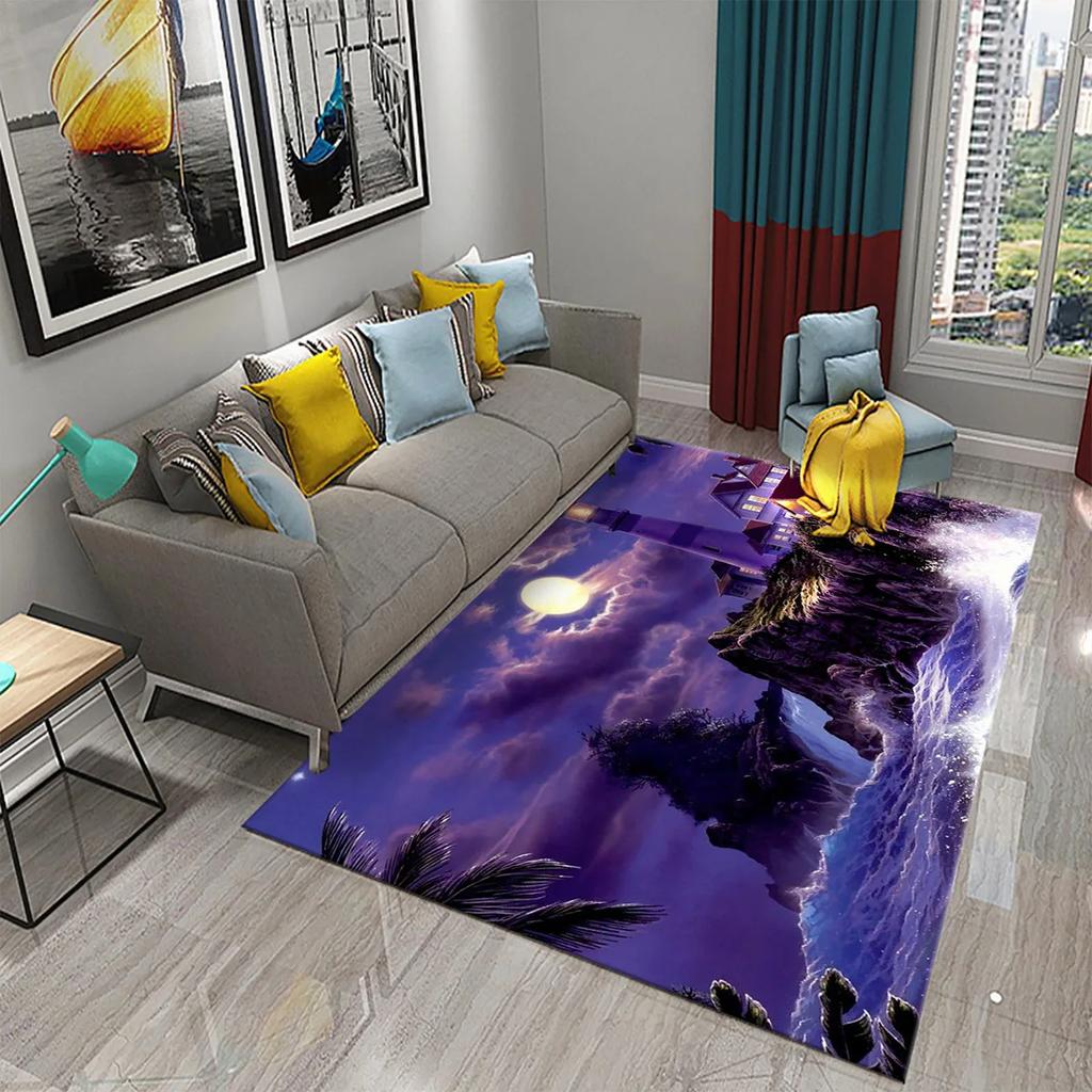 3D Seaside Lighthouse Carpet Welcome Doormat Kitchen Bathroom Non-slip Rugs Living Room Bedroom Modern Home Decoration Carpet