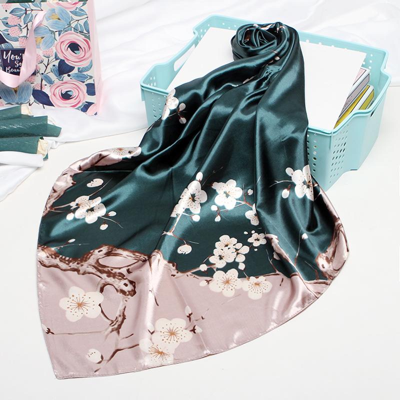 Women's Baotou Artificial Silk Satin Silk Scarf 90cm Printing Square Scarf Silk Scarf