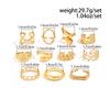 Vintage Gold Color Geometric Rings Trendy Finger Jewelry Hollow Out Adjustable Ring Set for Women Men Retro Boho Fashion Party Gift
