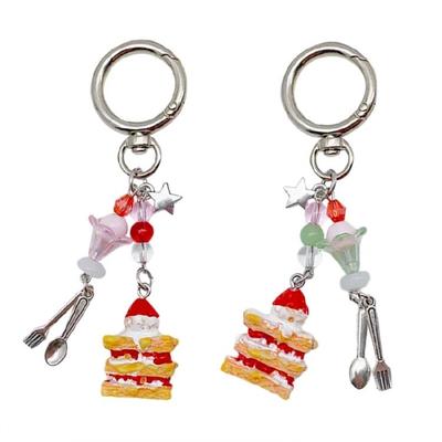 Kreatives Harz Kuchen Eiscreme Schlüsselanhänger Metall Schlüsselanhänger für Handtaschen und Handys